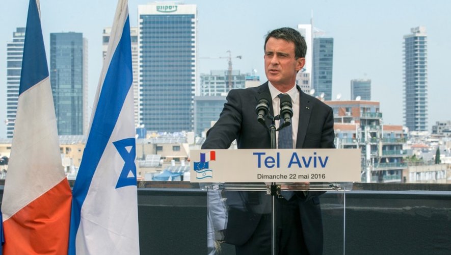 Le Premier ministre français Manuel Valls à Tel Aviv en Israël, le 22 mai 2016