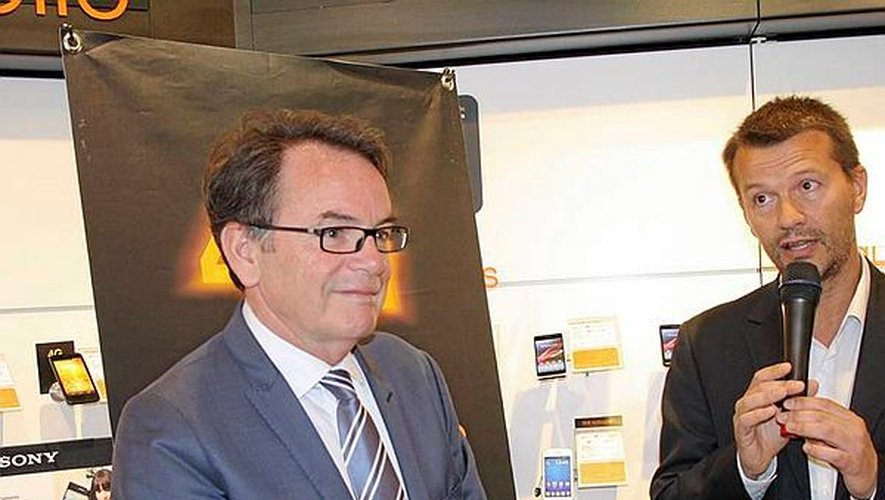 Christian Teyssèdre et Pierre Clément, mardi à Rodez pour le lancement de la 4G.