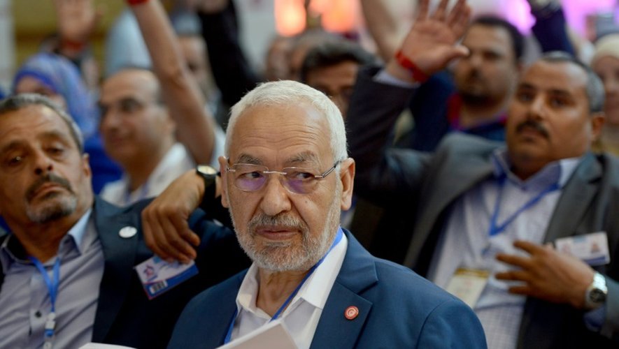 Le président du mouvement islamiste tunisien Ennahda, Rached Ghannouchi, lors du congrès du parti le 22 mai 2016 à Hammamet