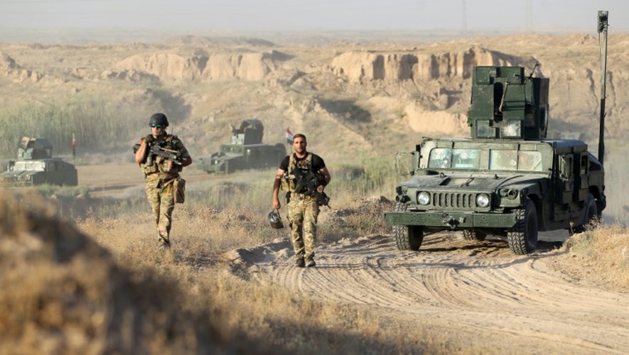 Forces irakiennes le 23 mai 2016 à  à l'assaut de la ville de Fallouja