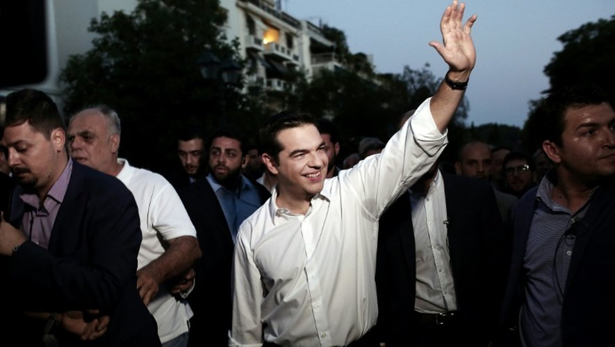 Le Premier ministre grec Alexis Tsipras rejoint la manifestation le 3 juillet 2015 à Athènes pour le non au référendum