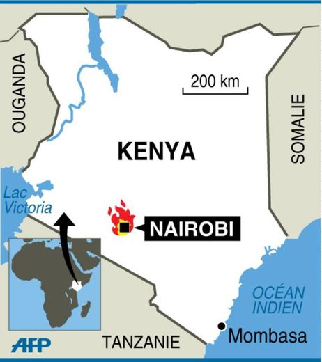 Carte de localisation de l'incendie de l'aéroport de Nairobi