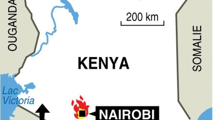 Carte de localisation de l'incendie de l'aéroport de Nairobi