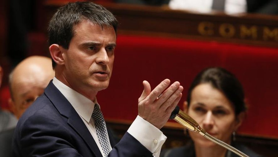 Le Premier ministre français Manuel Valls  à l'Assemblée nationale le 8 avril 2014 à Paris