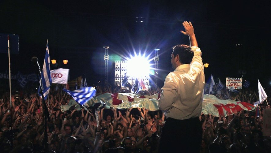 Le Premier ministre grec s'adresse à la foule avant le référendum le 3 juillet 2015