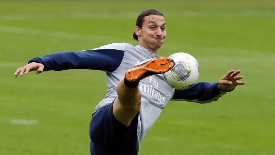 L'attaquant suédois du PSG Zlatan Ibrahimovic lors d'un entraînement, le 7 août 2013 à Clairefontaine-en-Yvelines