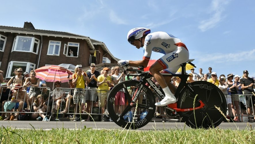 Thibaut Pinot lors du contre-la-montre ouvrant la 102e édition du Tour de France à Utrecht, le 4 juillet 2015