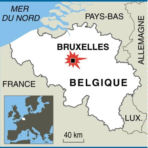 Localisation de Bruxelles où 3 personnes ont été tuées lors d'une fusillade samedi devant et dans le Musée Juif de Belgique