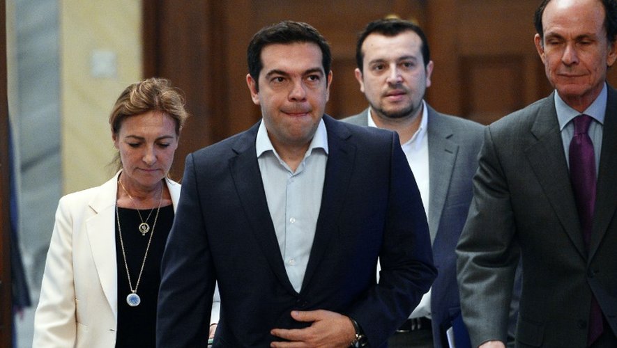 Le Premier ministre grec Alexis Tsipras à son arrivée à une réunion avec les dirigeants politiques le 6 juillet 2015 à Athènes