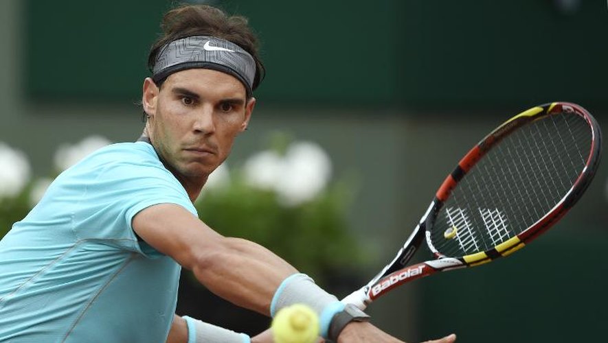 L'Espagnol Rafael Nadal face à l'Américain Robby Ginepri sets 6-0, 6-3, 6-0, le 26 mai 2014 à Roland-Garros
