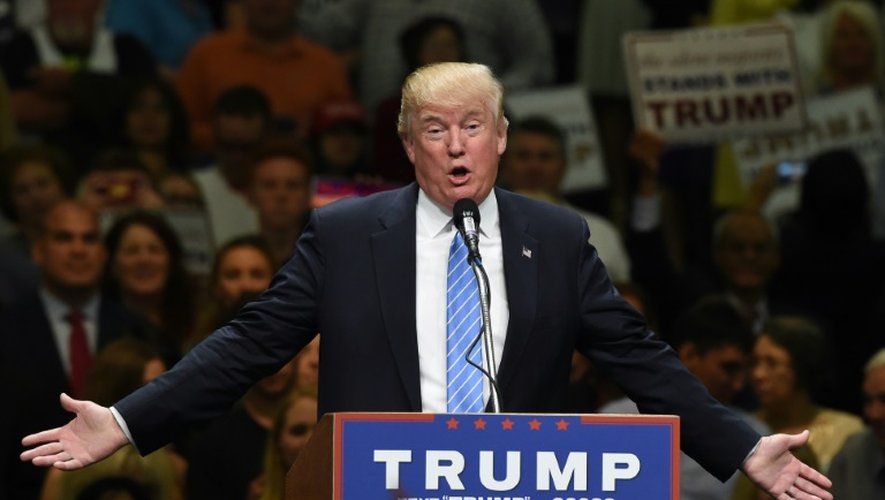 Le candidat à la primaire républicaine américaine Donald Trump lors d'un meeting de campagne à Anaheim en Californie le 25 mai 2016