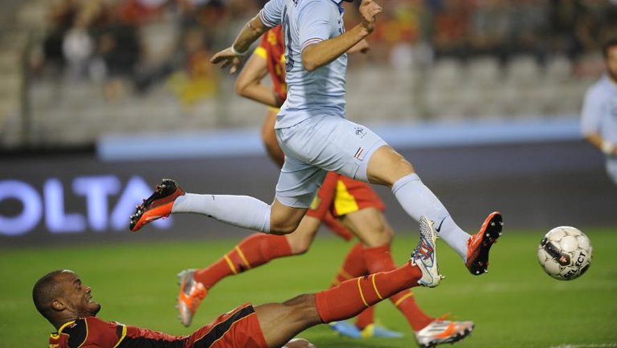 L'attaquant de l'équipe de France Karim Benzema, lors du match amical contre la Belgique, le 14 août 2013 à Bruxelles