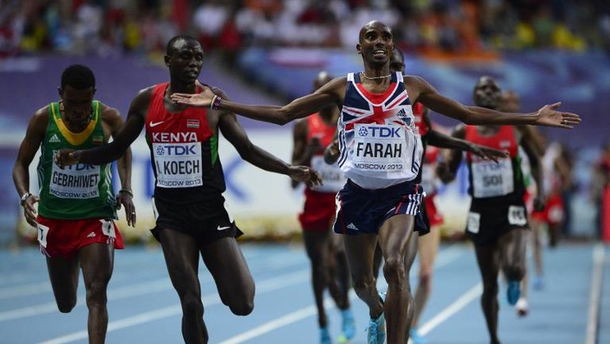 Le Britannique Mo Farah, vainqueur du 5000 m aux Mondiaux, le 16 août 2013 à Moscou