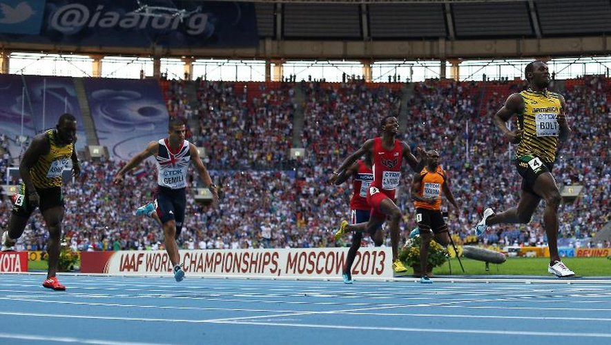 Le Jamaïcain Usain Bolt, vainqueur du 200 m des Mondiaux, le 17 août 2013 à Moscou