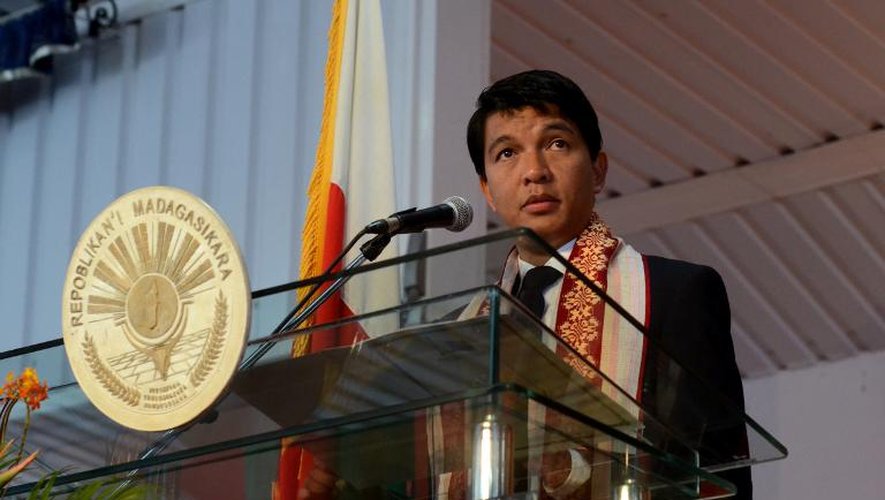 Andry Rajoelina réalise un discours depuis le palais présidentiel, le 26 juin 2013 à Antananarivo