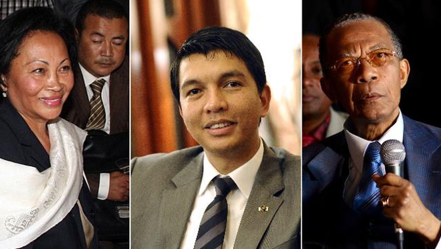 Les candidats malgaches à l'élection présidentielle Lalao Ravalomanana, Andry Rajoelina et Didier Ratsiraka