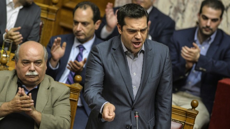 Le Premier ministre grec Alexis Tsipras le 10 juillet 2015 devant le Parlement à Atènes
