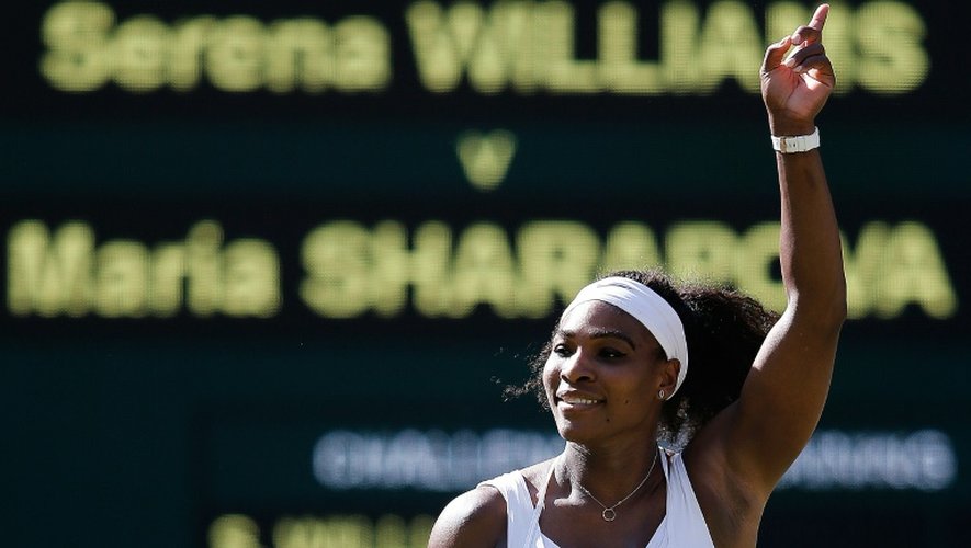 Serena Williams à l'issue de sa demi-finale gagnée contre Maria Sharapova, le 9 juillet 2015 à Wimbledon