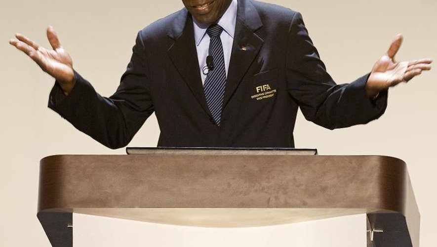 Jack Warner, alors vice président de la Fifa, s'exprime le 27 avril 2011 à Carthagène des Indes, en Colombie