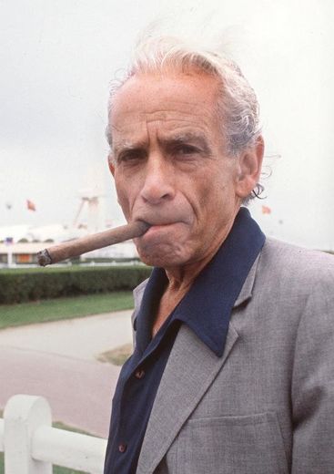 Le metteur en scène américain Samuel Fuller à Deauville le 3 septembre 1984
