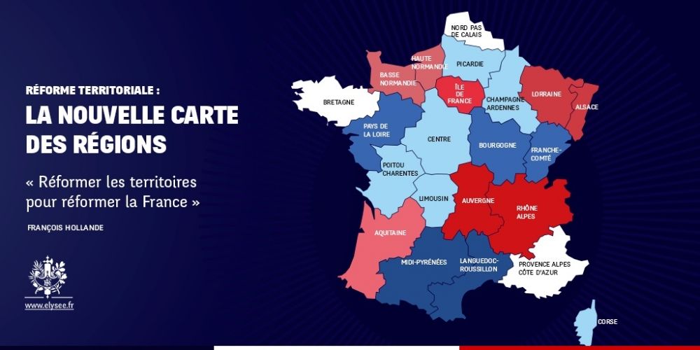 Les 14 nouvelles régions du projet de réforme territoriale.