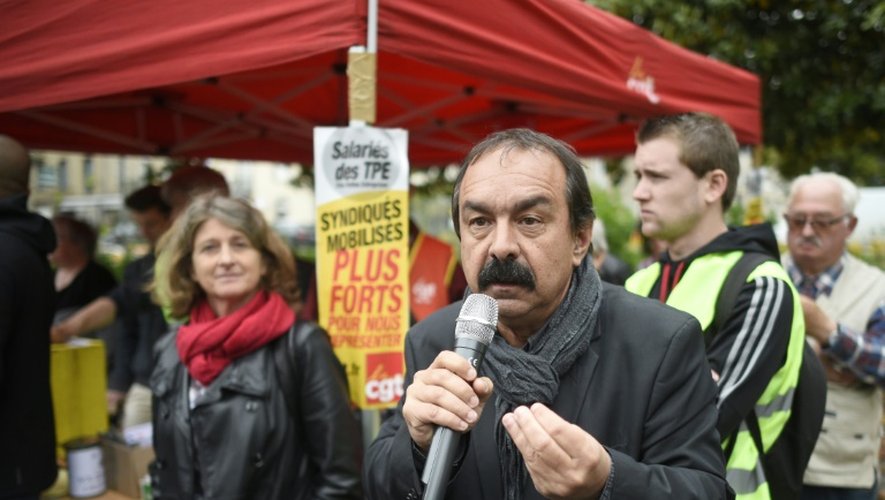 Le secrétaire général de la CGT Philippe Martinez le 31 mai 2016 à Fougères, dans l'ouest de la France