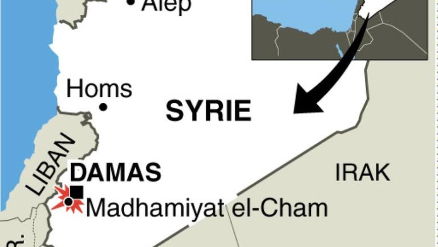Infographie avec la localisation de la région de Damas où des bombardements ont fait des dizaines de victimes