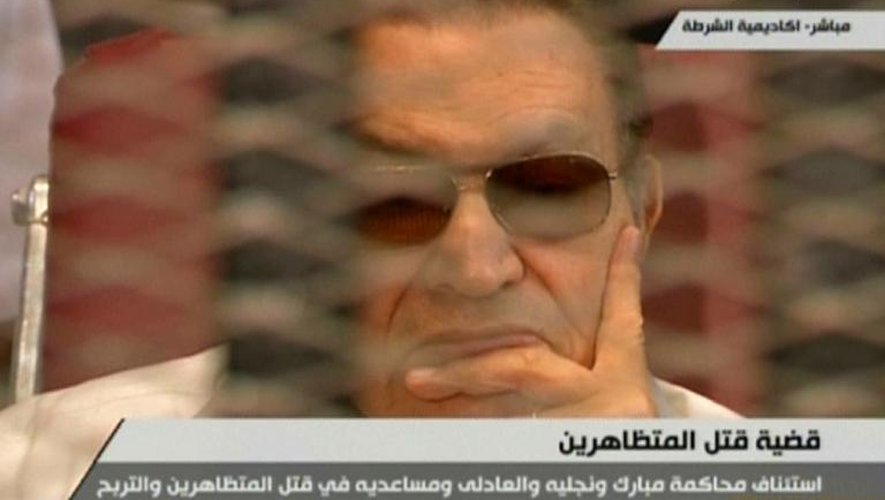 Hosni Moubarak lors de l'un de ses procès, le 6 juillet 2013 au Caire