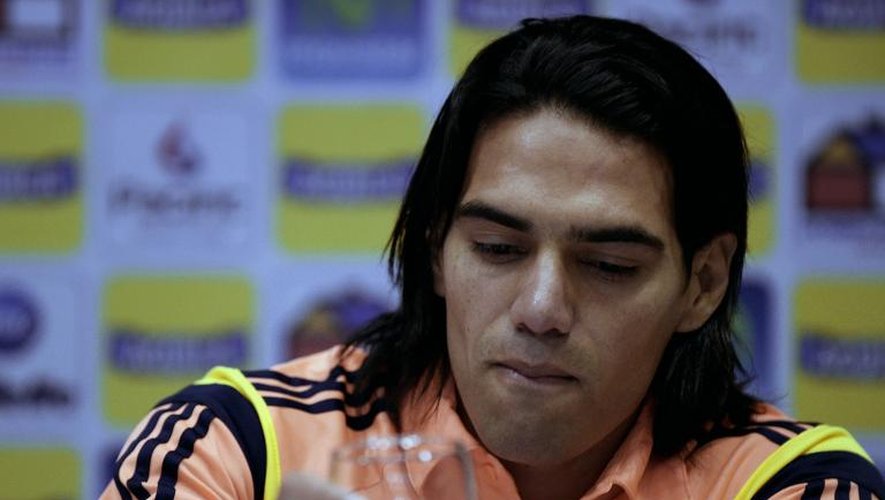 L'attaquant de la Colombie Radamel Falcao lors de l'annonce de son forfait pour le Mondial, le 3 mai 2014 à Cardales