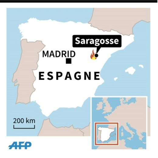 Carte de localisation d'un incendie dans une maison de retraite en Espagne, qui a fait plusieurs morts