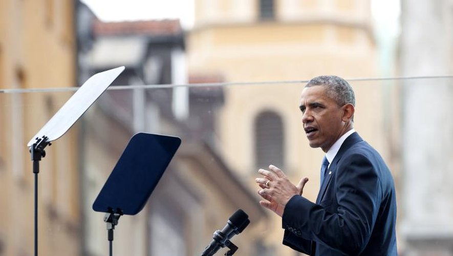 Le président américain Barack Obama prononce un discours, le 4 juin 2014, à Varsovie à l'occasion du 25e anniversaire des premières élections partiellement libres en Pologne et ayant conduit à la chute du communisme