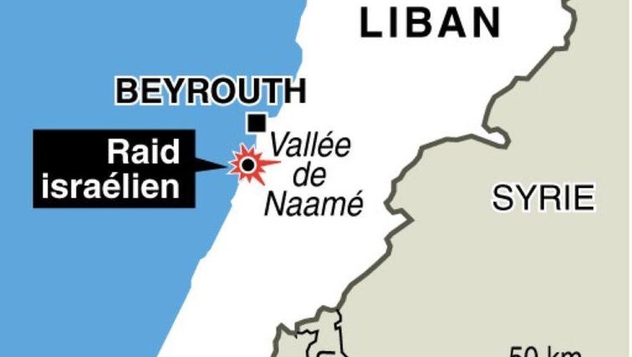 Carte de localisation du raid israëlien sur la vallée de Naamé au Liban vendredi matin