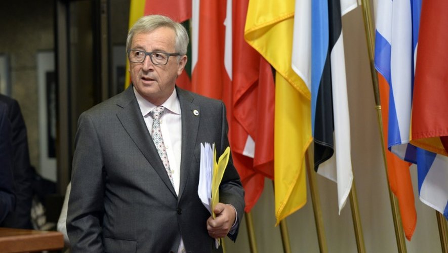 Le président de la Commission européenne Jean-Claude Juncker à l'issue du sommet de l'Eurogroupe le 13 juillet 2015 à Bruxelles