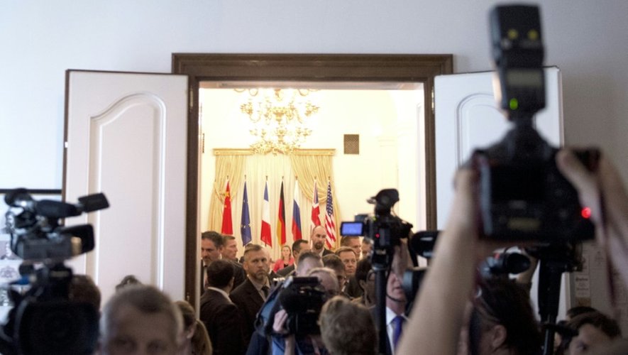Salle de négociations pour les représentants des grandes puissances et de l'Iran à l'hôtel Cobourg à Vienne le 13 juillet 2015