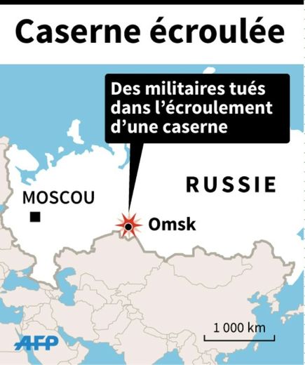 Carte de localisation d'Omsk où 23 militaires ont été tués par l'écroulement d'une caserne