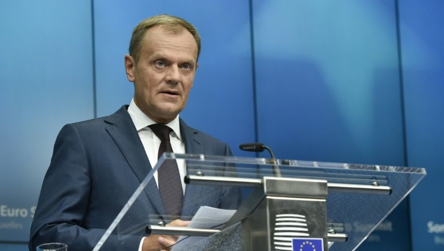 Le président du Conseil européen, Donald Tusk, lors d'une conférence de presse le 7 juillet 2015 à Bruxelles