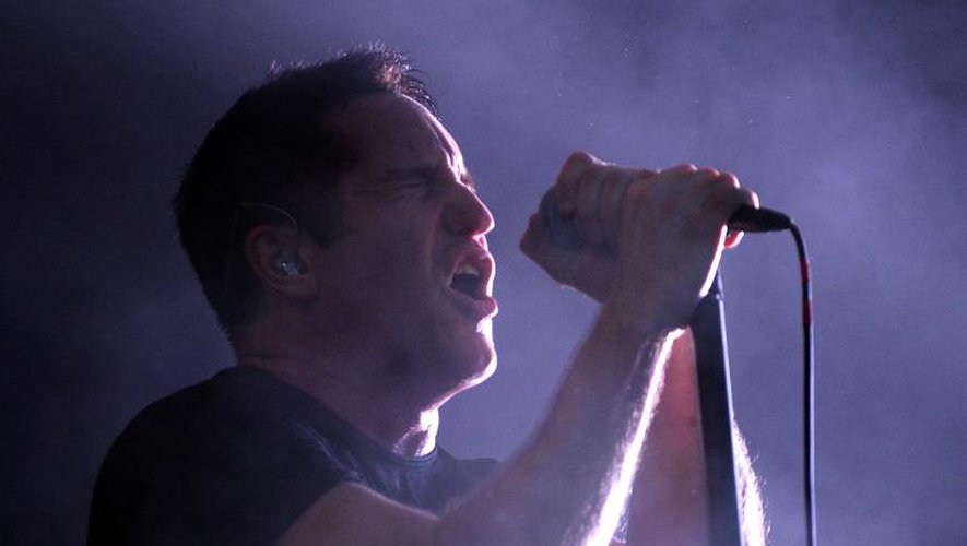 Le chanteur Trent Reznor de Nine Inch Nails (NIN), groupe emblématique du rock industriel des années 1990, au Domaine de Saint-Cloud pour le festival Rock en Seine, le 24 août 2013