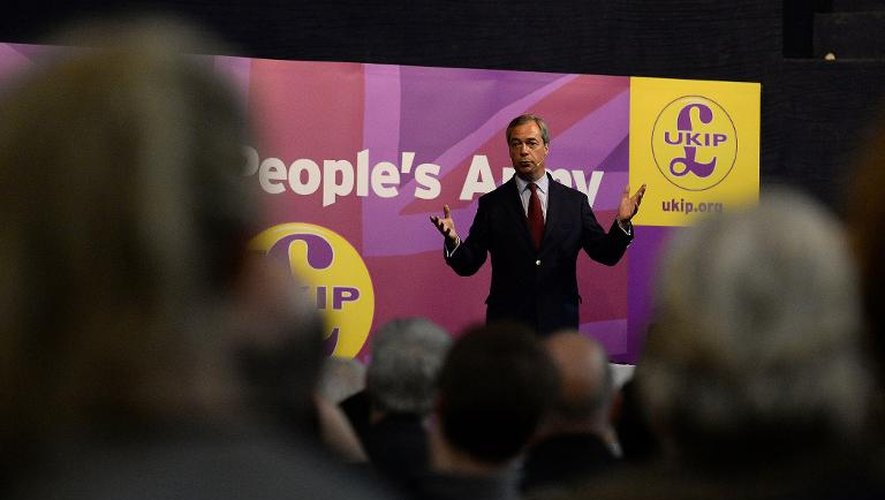 Le leader de l'Ukip, Nigel Farage, lors d'un meeting de campagne à Newark, dans le centre de l'Angleterre, le 31 mai 2014