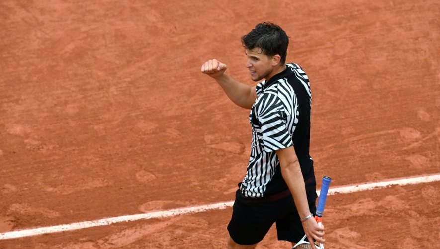 L'Autrichien Dominic Thiem vainqueur du Belge David Goffin en quarts de finale de Roland-Garros, le 2 juin 2016