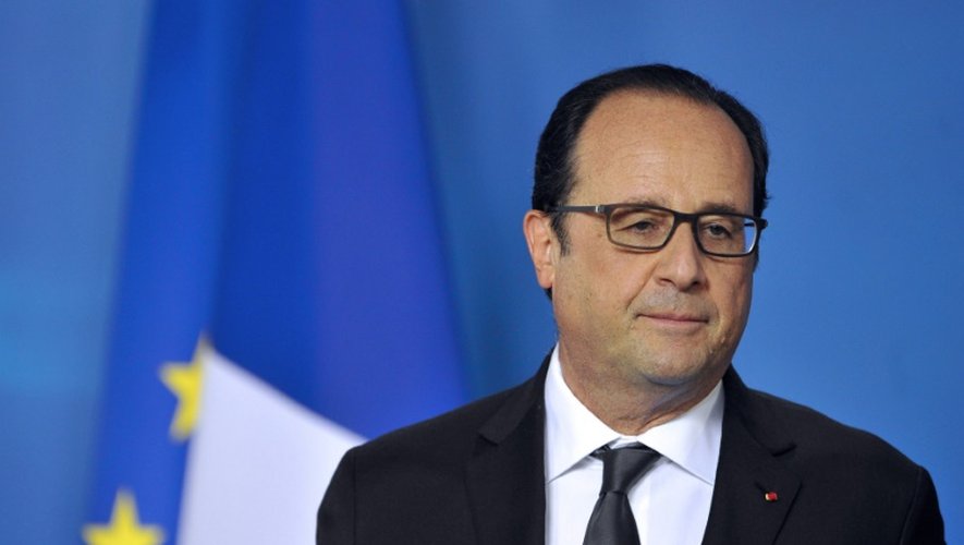 Le président François Hollande lors de sa conférence de presse sur la Grèce le 13 juillet 2015 à Bruxelles
