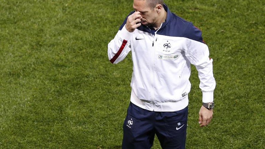 L'attaquant de l'équipe de France Franck Ribery en marge du match amicla de préparation au Mondial-2014 face au Paraguay, le 1er juin 2014 à Nice