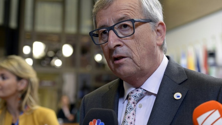 Le président de la Commission européenne Jean-Claude Juncker à l'issue du sommet de l'Eurogroupe sur la Grèce le 13 juillet 2015 à Bruxelles
