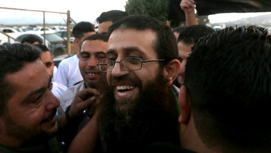 Khader Adnane le 12 juillet 2015, à sa libération, de retour chez lui à Arraba en Cisjordanie