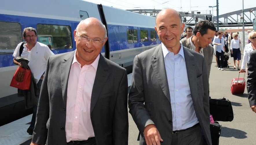 Michel Sapin  et Pierre Moscovici le 23 août 2013 à La Rochelle