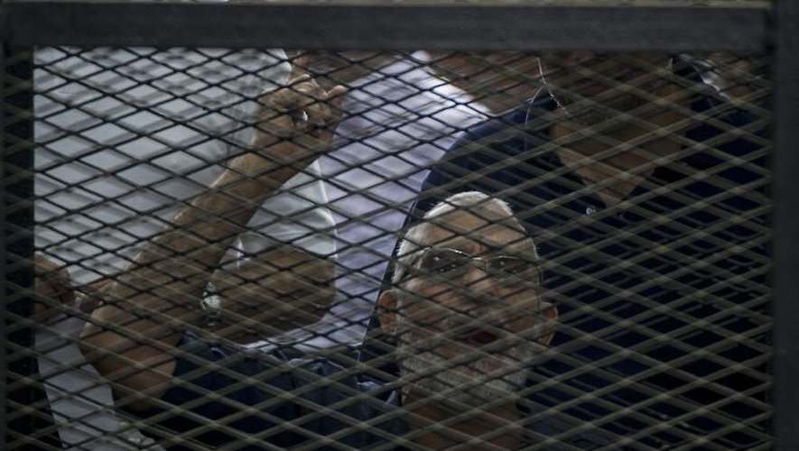 Le chef des Frères musulmans Mohamed Badie lors de son procès le 7 juin 2014 au Caire