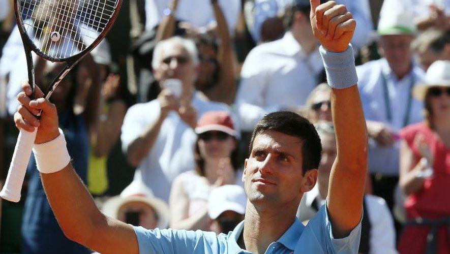 Novak Djokovic le 6 juin 2014 à Roland-Garros à l'issue de la demi-finale contre Ernests Gulbis