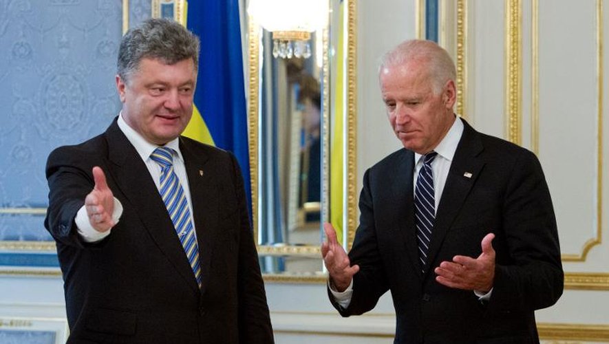 Le président ukranien Petro Porochenko et le vice-président américain Joe Biden le 7 juin 2014à Kiev