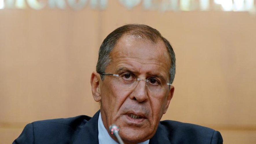 Le ministre russe des Affaires étrangères Sergei Lavrov lors d'une conférence de presse sur la Syrie le 26 août 2013 à Moscou