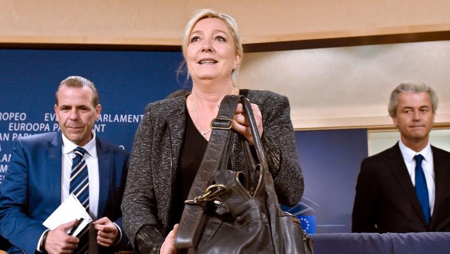 La présidente du FN Marine Le Pen, le 28 mai 2014 au parlement européen à Bruxelles