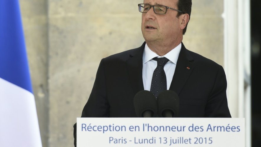 Le président de la République François Hollande s'exprime au ministère de la Défense le 13 juillet 2015 à Paris